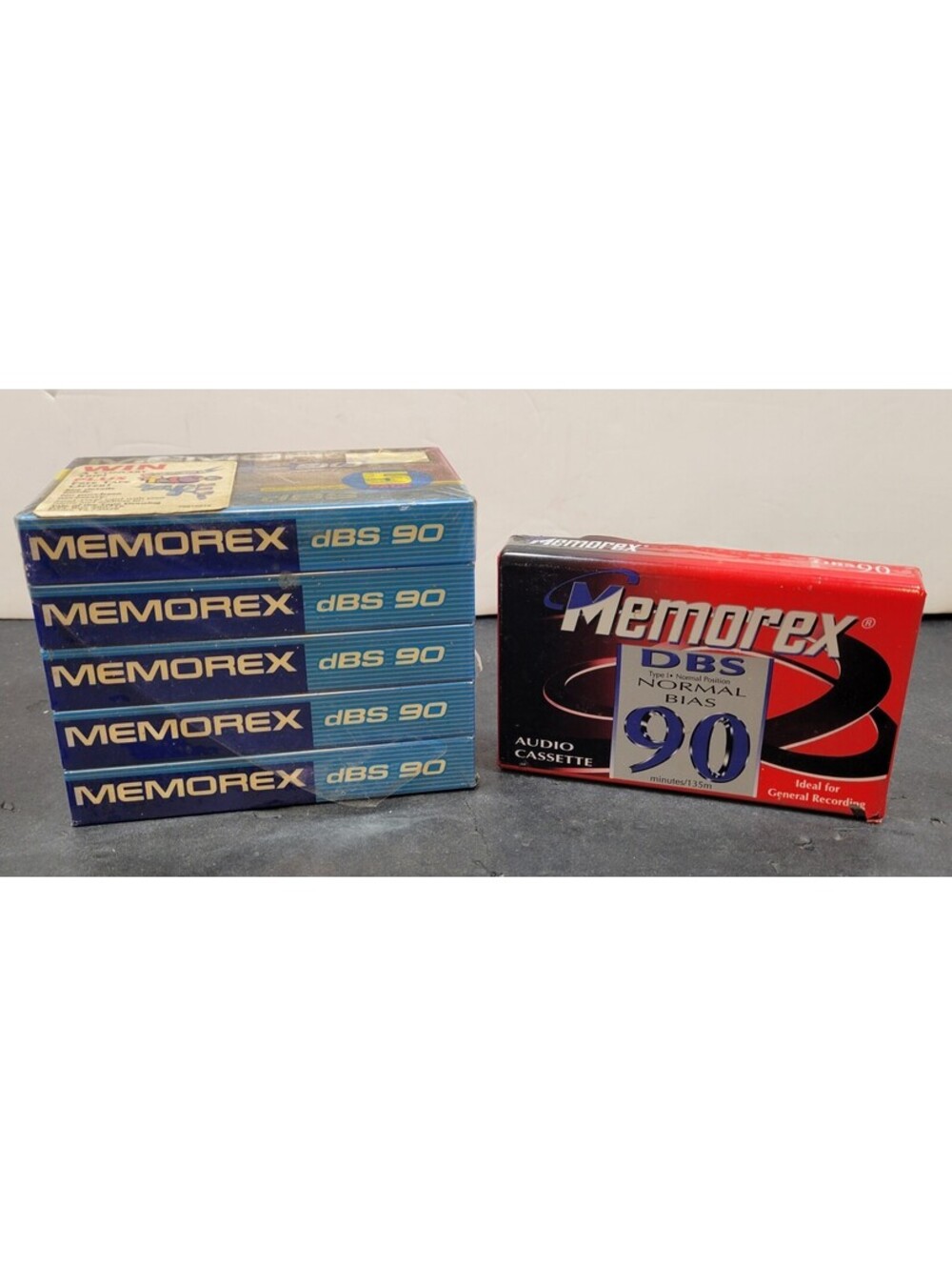 Vtg Sealed 5 Pack & Single Memorex Blank Audio Cassette Tape dBS 90 Minutes 135m